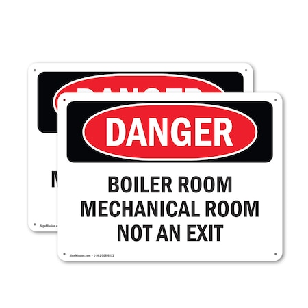 Signmission Boiler Room Mechanical Room Not An Exit, 14 in W x Rectangle, Aluminum OS-2PACK-DS-A-1014-L-2126